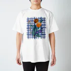 chabiのflower check/blue スタンダードTシャツ