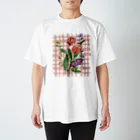 chabiのflower check/pink Regular Fit T-Shirt