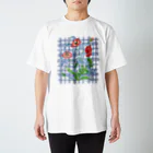 chabiのpoppy check / blue Regular Fit T-Shirt