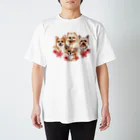 SANKAKU DESIGN STOREのお花の似合う小さい犬たち。 Regular Fit T-Shirt