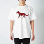 模様動物(鈴木りさむーん)の模様動物　うま_red スタンダードTシャツ