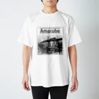 ヴィンテージ鉄道写真グッズの店の山陰本線 余部橋梁を渡るSL (レタリング/黒） Regular Fit T-Shirt