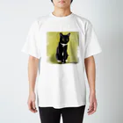 ひげ猫マリオの黒猫 ミミ太郎君 スタンダードTシャツ