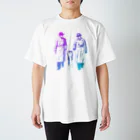 モアクリの 捕まったネコ（青グラデ） Regular Fit T-Shirt