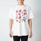 Fuuの牛柄ピンク スタンダードTシャツ