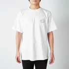 もくもくモクレンの日本スピッツデザインショップのこっち見てるスピッツ-胸ワンポイント スタンダードTシャツ