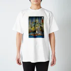 nidan-illustrationの"荒瀧に大鯉を捕ふ圖" #1 スタンダードTシャツ
