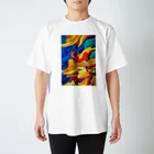 NatureMateのハイビスカス油絵 スタンダードTシャツ