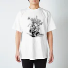 nidan-illustrationの"WHITE MUSTACHE CLUB"(タイトルなし) Regular Fit T-Shirt