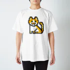 ねころぽん【ドット】のドット絵　茶白猫 スタンダードTシャツ