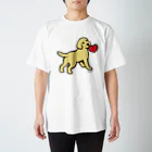 ハッピー・ラブラドールズのイエローラブパピーと赤いハート Regular Fit T-Shirt