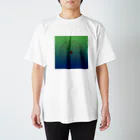 星月島の夜の緑と青の曼荼羅構図 スタンダードTシャツ