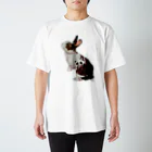 rabbit loverのフワフワうさぎ（茶ぶち） スタンダードTシャツ