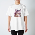 もじゃクッキーの３色の色鉛筆で描いた猫 Regular Fit T-Shirt