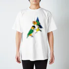 piyopiyobrandのシロハラインコたち スタンダードTシャツ