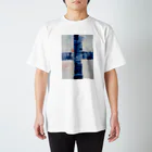 I E Nの手描きクロス(BLUE) スタンダードTシャツ