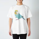 まめるりはことりの見上げるセキセイインコちゃん【まめるりはことり】 スタンダードTシャツ