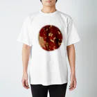 pianocurve DesignのMoon face designed with summer flowers No.14 Regular Fit T-Shirt