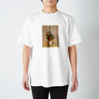 Masterpieceのオディロン・ルドン　/　花瓶（ピンクの背景）Vase of Flowers (Pink Background) ca. 1906 Regular Fit T-Shirt