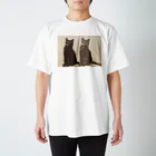 YS VINTAGE WORKSのチェコ　黒猫＆影猫 Regular Fit T-Shirt