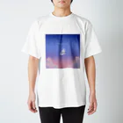 ヨミミの宇宙SHOPのパステルピンク_三日月_dot スタンダードTシャツ