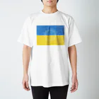 サトオのひまわり白 ウクライナ国旗 クレヨン スタンダードTシャツ