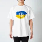 サトオのウクライナ色ペイントピースマーク（Peace symbol） Regular Fit T-Shirt