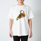 Sugarfrostのピザで暖をとる文鳥（素材が濃い色用） Regular Fit T-Shirt