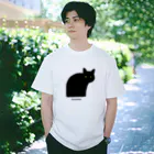 小鳥と映画館の猫背の黒猫ちゃん Regular Fit T-Shirt