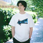 FlowerDemoNIIGATAのロゴ ブルー Regular Fit T-Shirt