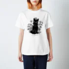 COCOMEMORIALの花咲き黒猫 スタンダードTシャツ