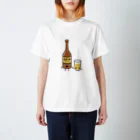 worldsabiの瓶ビールさんとグラスくんTシャツ スタンダードTシャツ