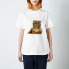 【CPPAS】Custom Pet Portrait Art Studioのブサかわいいスコティッシュフォールドキャット Regular Fit T-Shirt