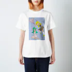 げーむやかんのハリセンアタック水色格子背景 Regular Fit T-Shirt