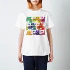 HiyokoGaokaのジットリネコ、色いっぱい スタンダードTシャツ
