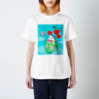 どんぐりまな子🐹のレトロ白モルモットちゃん スタンダードTシャツ