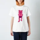 ぴこぽんSUZURIの潔い姿の熊（ピンク） スタンダードTシャツ