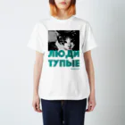 TERRY AND VEGASのネコT／人間は愚かだ／green Regular Fit T-Shirt