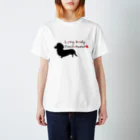 もふもふだっくすのLong body Dachshund(黒デザイン) スタンダードTシャツ