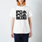 mf@PomPomBlogのPom City Four Logo（black） Regular Fit T-Shirt