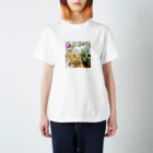 meke flowersのレモンイエローとアップルグリーン　ロゴ入り Regular Fit T-Shirt