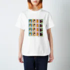 Quatre Illustrationのキャトル切手_お野菜ファッションショーA 4×4 Regular Fit T-Shirt