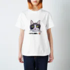 れいにゃん堂&れいにゃあ～と😺のチョークアートの白黒ハチワレ猫推し😸 スタンダードTシャツ
