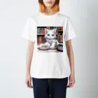 yoiyononakaの図書室の番猫02 Regular Fit T-Shirt