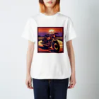 毎日がにゃんとも幸せ マサッチShopのレトロバイクドット　夕日編№４ スタンダードTシャツ