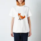 狐猫のふんわりショップの寝落ち寸前狐 スタンダードTシャツ