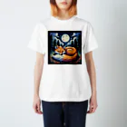 あにどっとの月下で眠るキツネドット スタンダードTシャツ