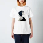 面白デザインショップ ファニーズーストアの美人のモノクロ横顔 スタンダードTシャツ
