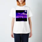 🔳🐄ψΨてんとう虫Ψψ🐄🐝の絵本の夜景 スタンダードTシャツ