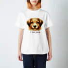 癒しの場｜Healing Placeのかわいい犬のI love youのメッセージグッズ スタンダードTシャツ